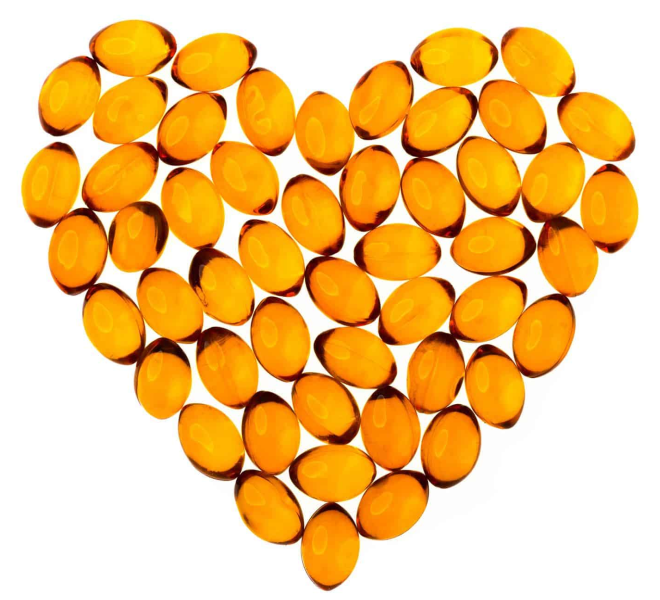 Health healthy supplements formed into a heart shape
