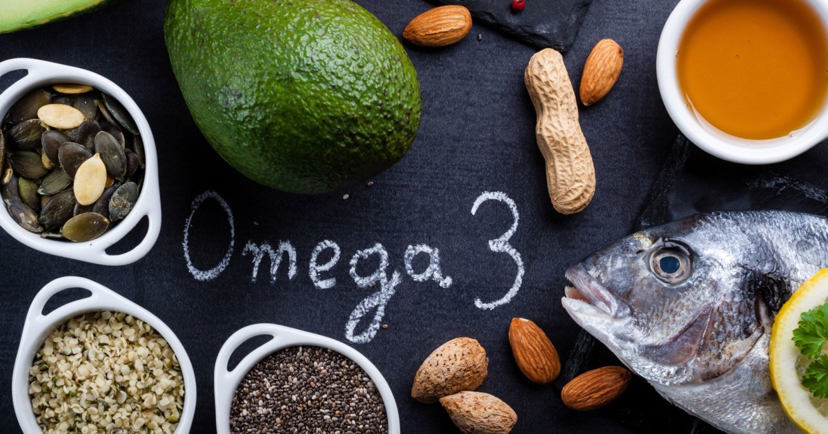 Omega 3 sources of fish and sees on a table