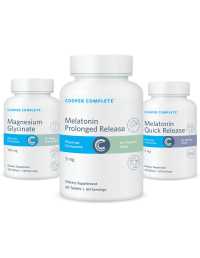 Cooper Complete Sleep bundle product bottles Prolonged and Quick Release Melatonin and Magnesium Glycinate