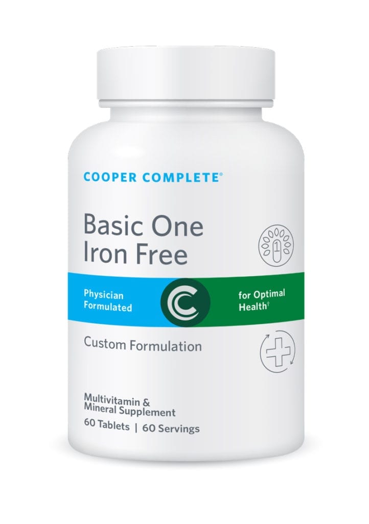 Cooper Complete Basic One Iron Free Multivitamin and Mineral Supplement Bottle