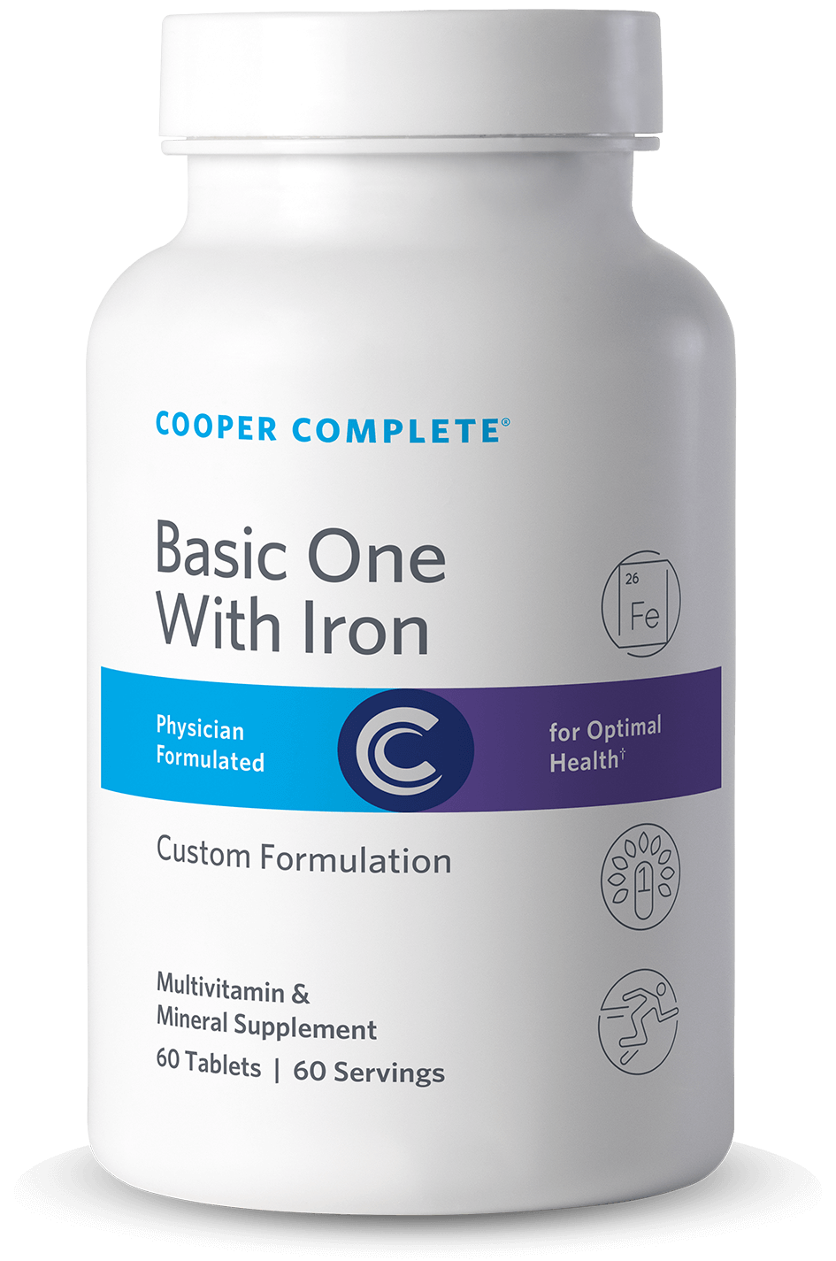 Bottle of Cooper Complete Daily Basic One With Iron Multivitamin and Mineral Formulation