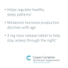Product benefits graphic for Cooper Complete Prolonged Release Melatonin Supplement