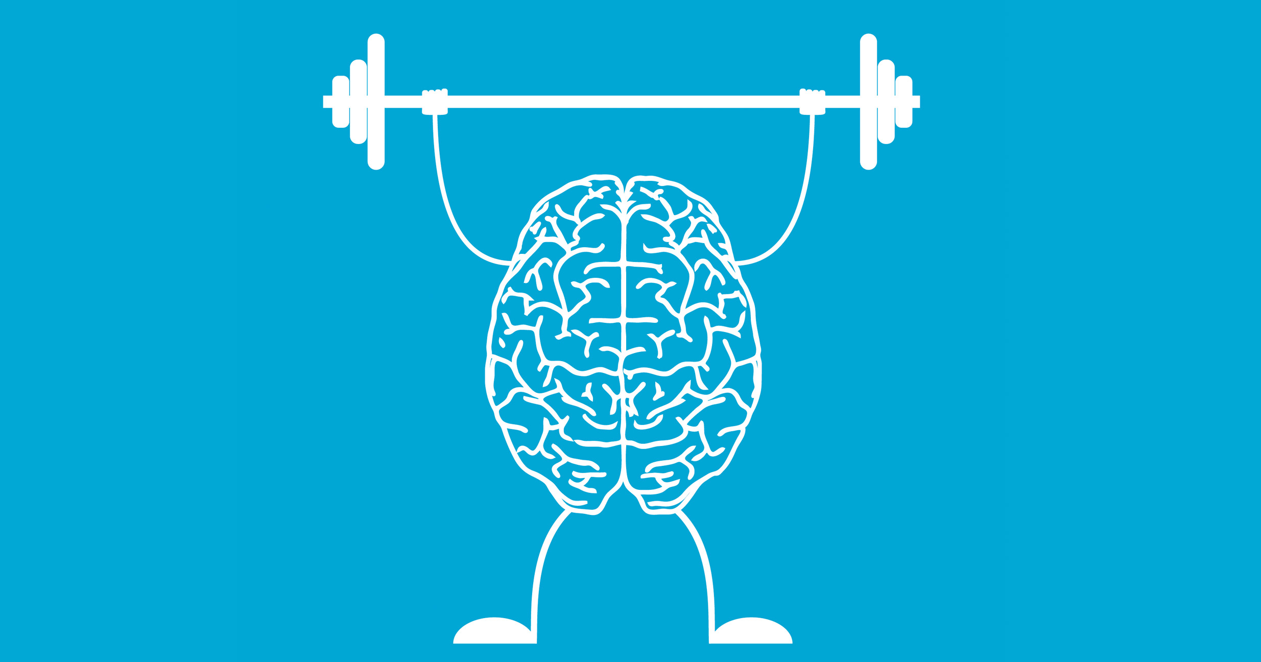 Graphic of a brain with arms and legs doing an overhead raise