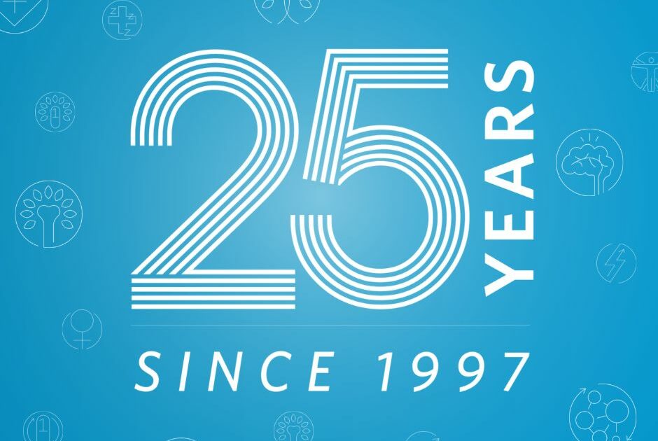 Photo of a graphic designed to celebrate Cooper Complete Nutritional Supplements' 25th anniversary since 1997 to now