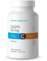 Photo of Cooper Complete 50 mg CoQ10 Ubiquinol Supplement bottle.