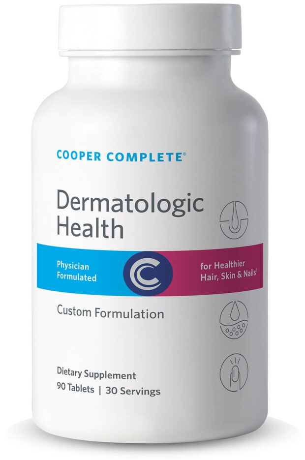 Photo of Cooper Complete Dermatologic Hair, Skin and Nails Supplement bottle.