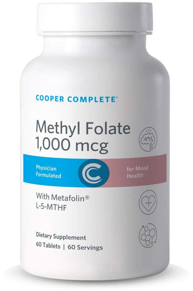 Photo of Cooper Complete Methy Folate 1000 mcg (1 mg) Supplement bottle.
