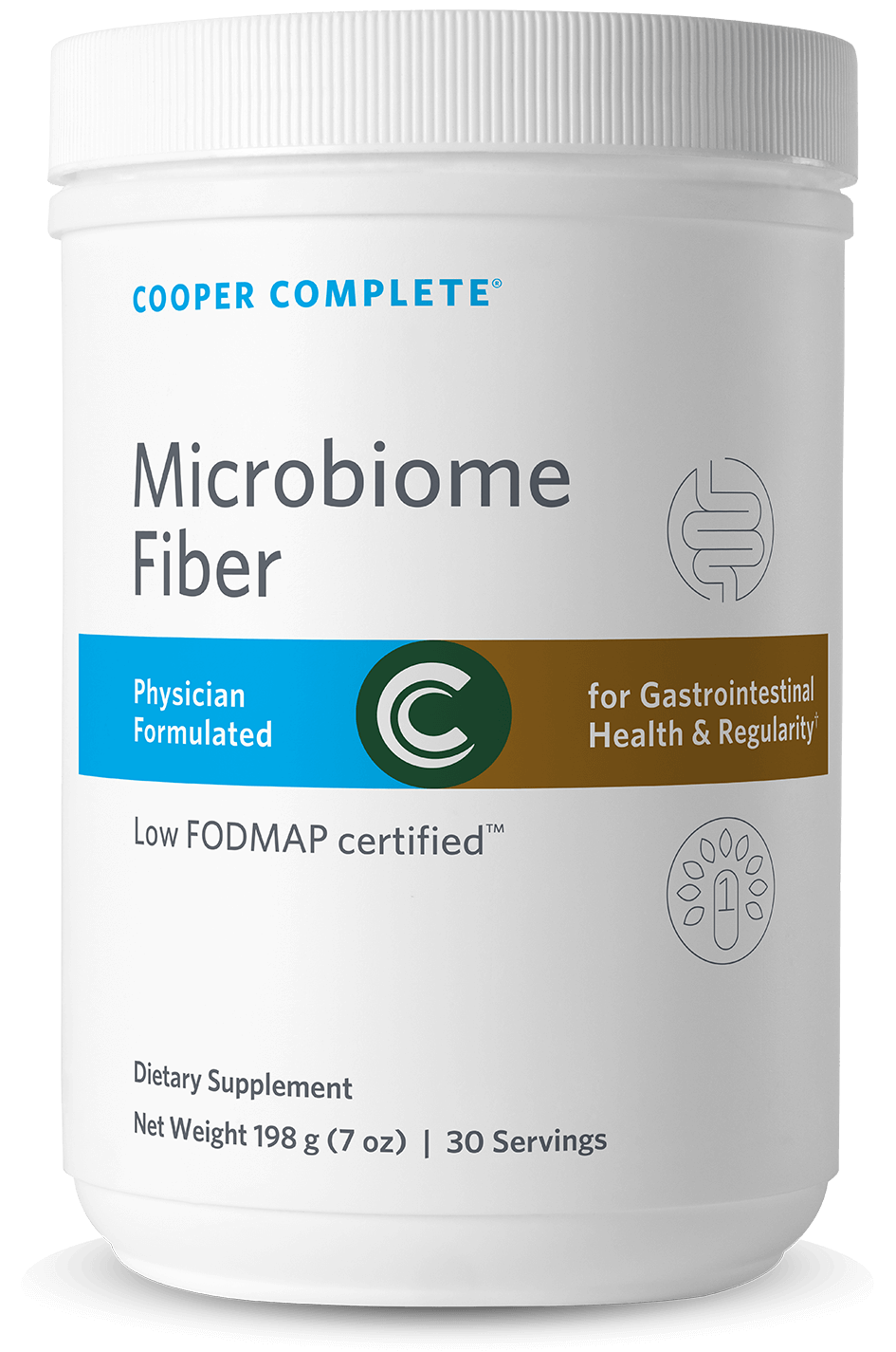 Photo of Cooper Complete Microbiome Fiber Supplement bottle.