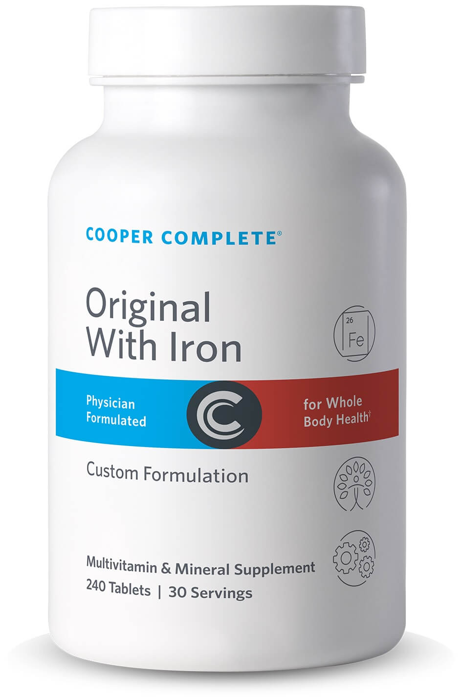 Photo of Cooper Complete Original Comprehensive Multivitamin With Iron Supplement bottle.