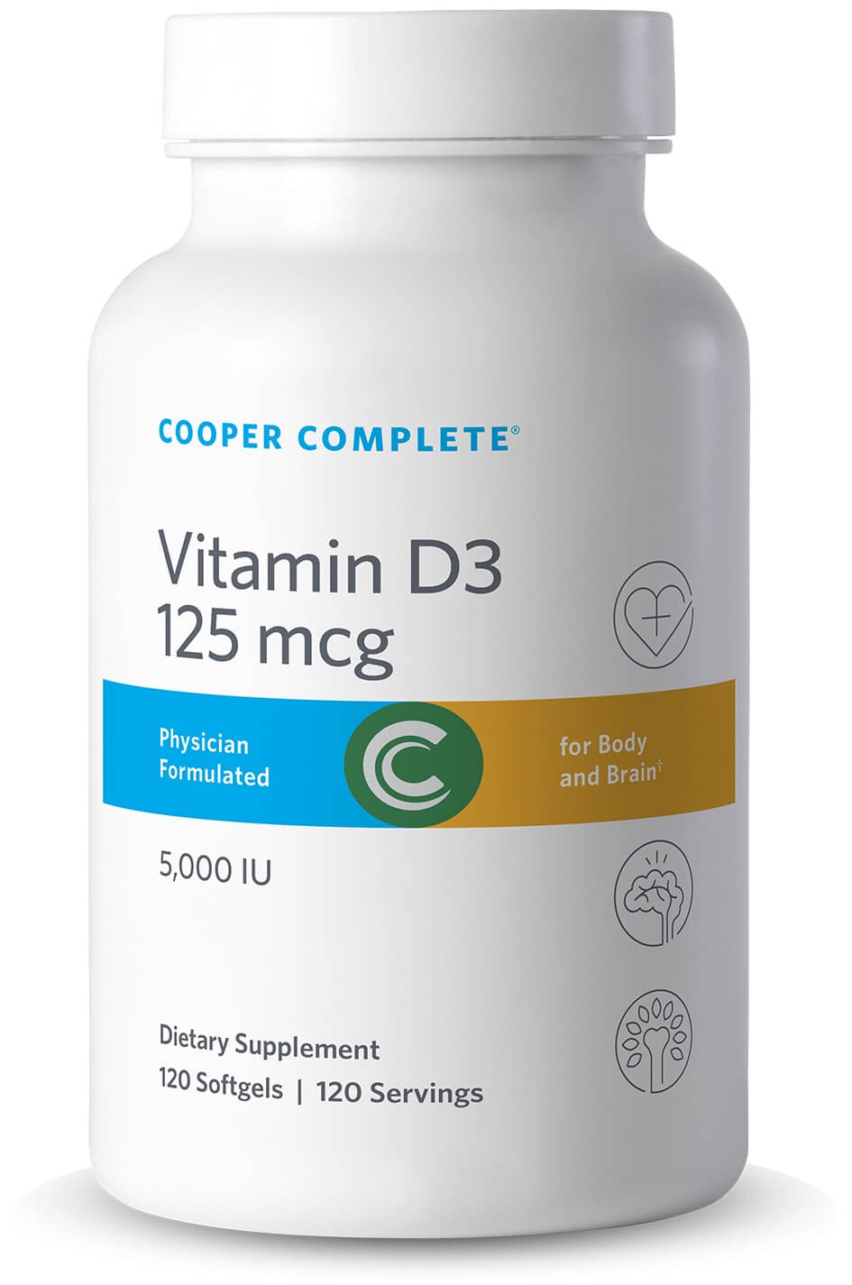 Photo of Cooper Complete Vitamin D3 125 mcg (5000 IU) Supplement bottle