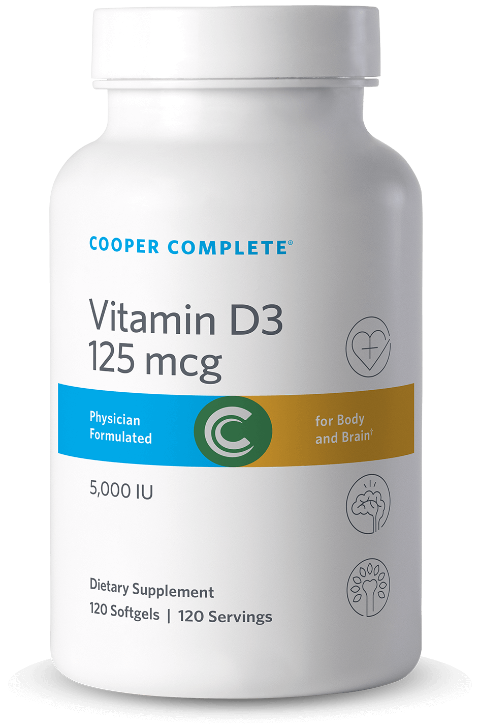 Photo of Cooper Complete Vitamin D3 125 mcg (5000 IU) Supplement bottle