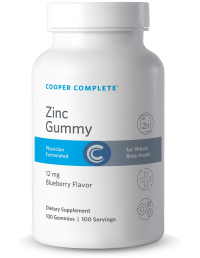 Photo of Cooper Complete Zinc Gummy Supplement 12 mg bottle.