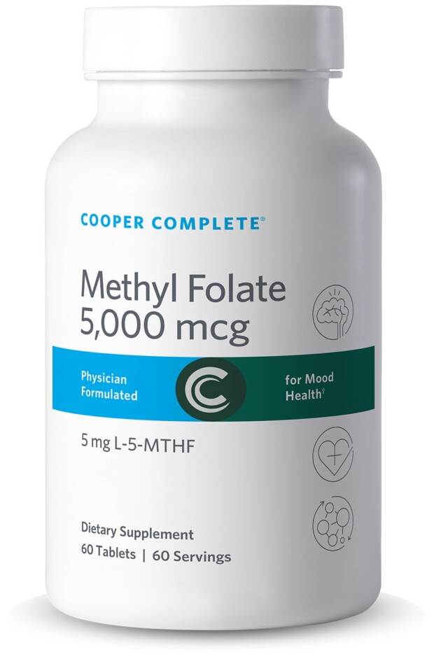 Photo of Cooper Complete Methy Folate 5000 mcg (5 mg) Supplement bottle.