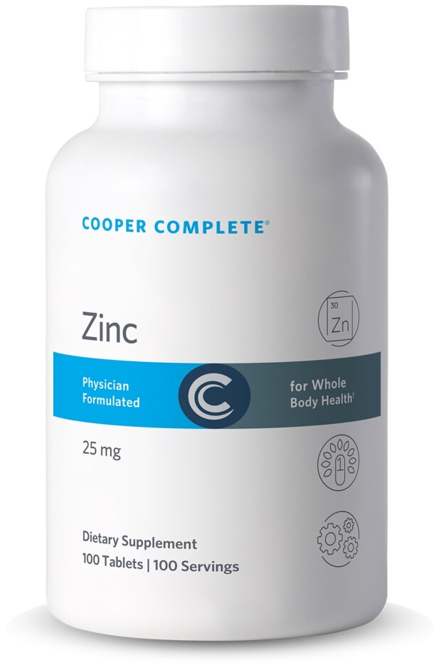 Photo of Cooper Complete Zinc Supplement 25 mg bottle.