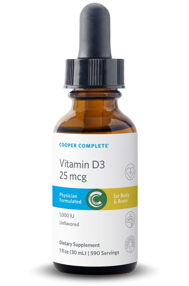 Bottle of Cooper Complete Vitamin D3 Drops 25 mcg (1000 IU)